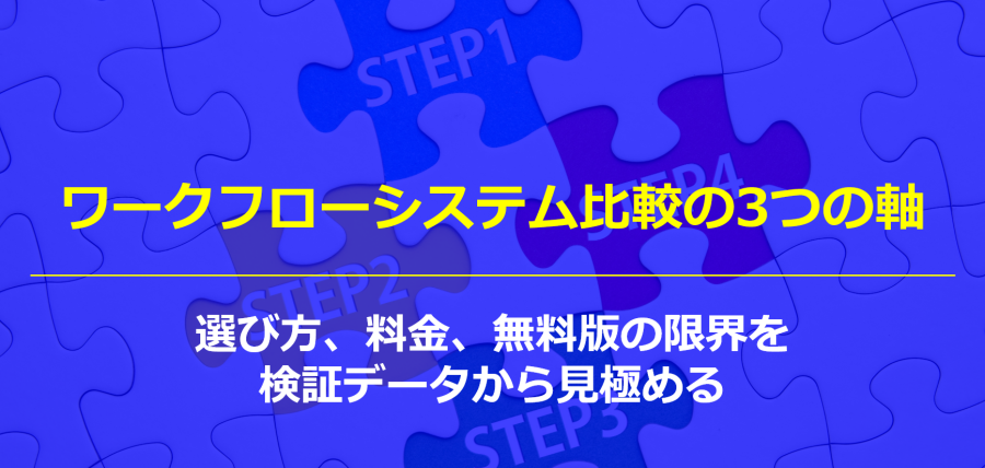 ワークフローシステム比較の3つの軸｜選び方・料金・無料版の限界を検証データから見極める