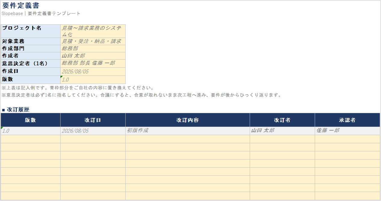 要件定義書テンプレート